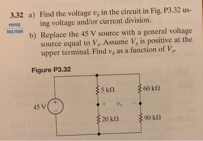 Solved 3.32 a) Find the voltage vy in the circuit in Fig. | Chegg.com