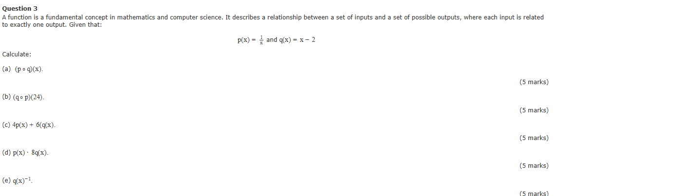 Solved Question 3A function is a fundamental concept in | Chegg.com