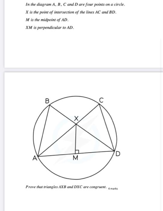 Solved In The Diagram A, B, C And D Are Four Points On A | Chegg.com