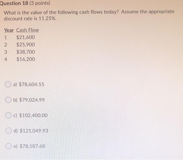 Solved Question 18 (3 points) What is the value of the | Chegg.com