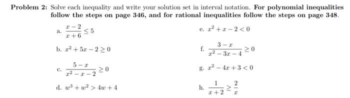 Solved Problem 2: Solve each inequality and write your | Chegg.com