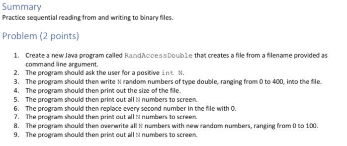 Solved Summary Practice sequential reading from and writing | Chegg.com