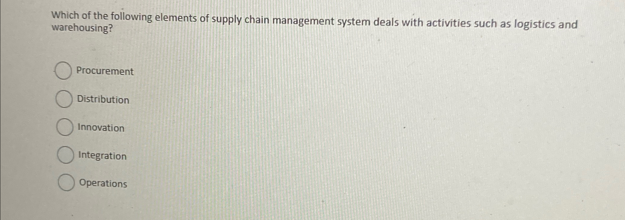 Solved Which of the following elements of supply chain | Chegg.com