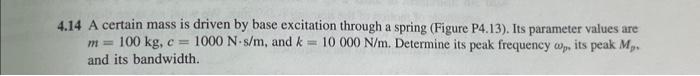 Solved 14 A certain mass is driven by base excitation | Chegg.com