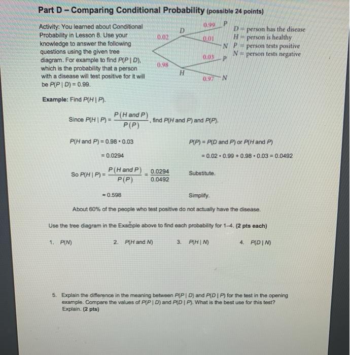 Solved 0.03 Part D Comparing Conditional Probability Chegg