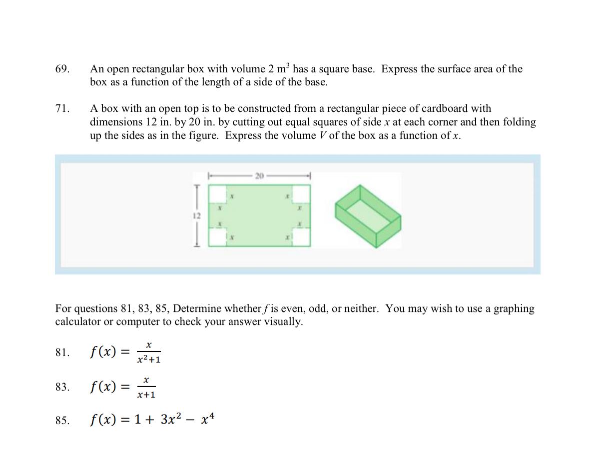 Solved An open rectangular box with volume 2m3 ﻿has a square | Chegg.com