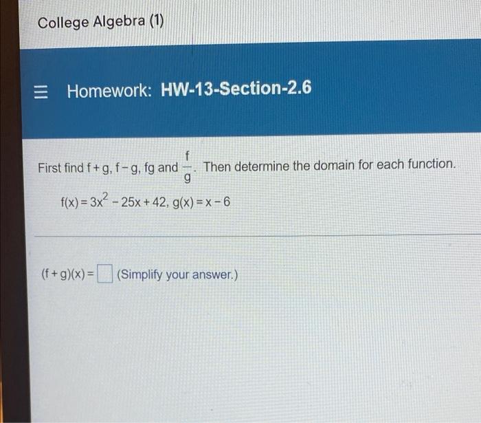 college algebra homework 1 2