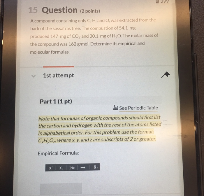 Solved E 299 15 Question 2 Points A Compound Containing Chegg Com