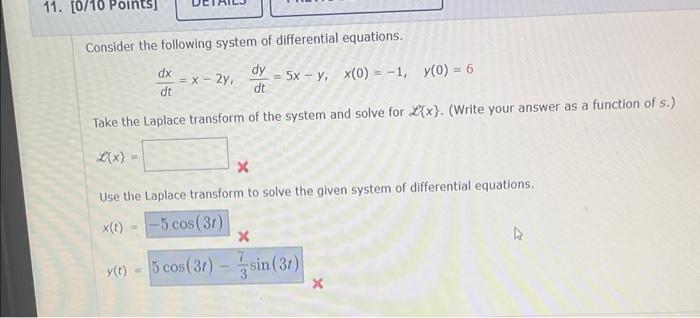 Solved Consider the following system of differential | Chegg.com