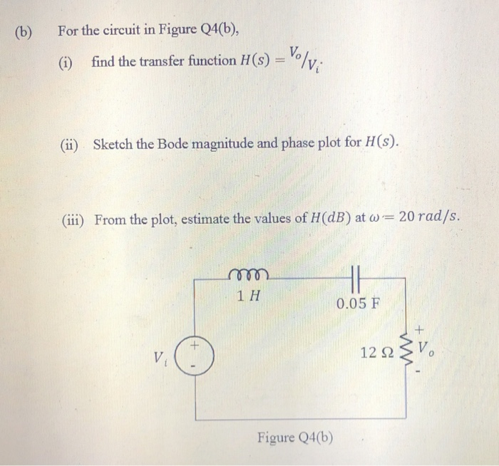 Solved (b) For The Circuit In Figure Q4(b), (1) Find The | Chegg.com