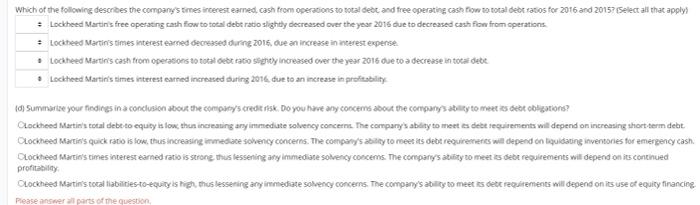 Solved Balance sheets and income statements for Lockheed | Chegg.com