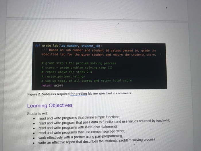 def grade_lab(lab_number, student_id): * Based on lab | Chegg.com