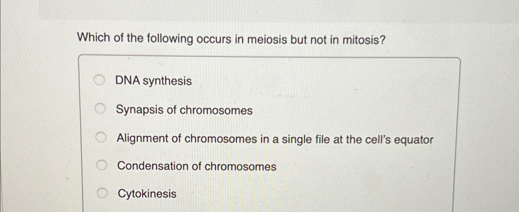 Solved Which of the following occurs in meiosis but not in Biology Diagrams