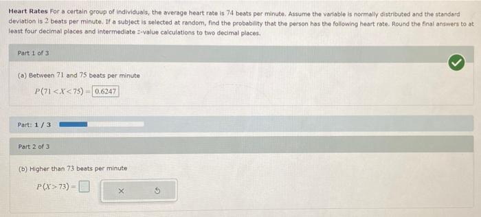 Solved Heart Rates For a certain group of individuals, the | Chegg.com