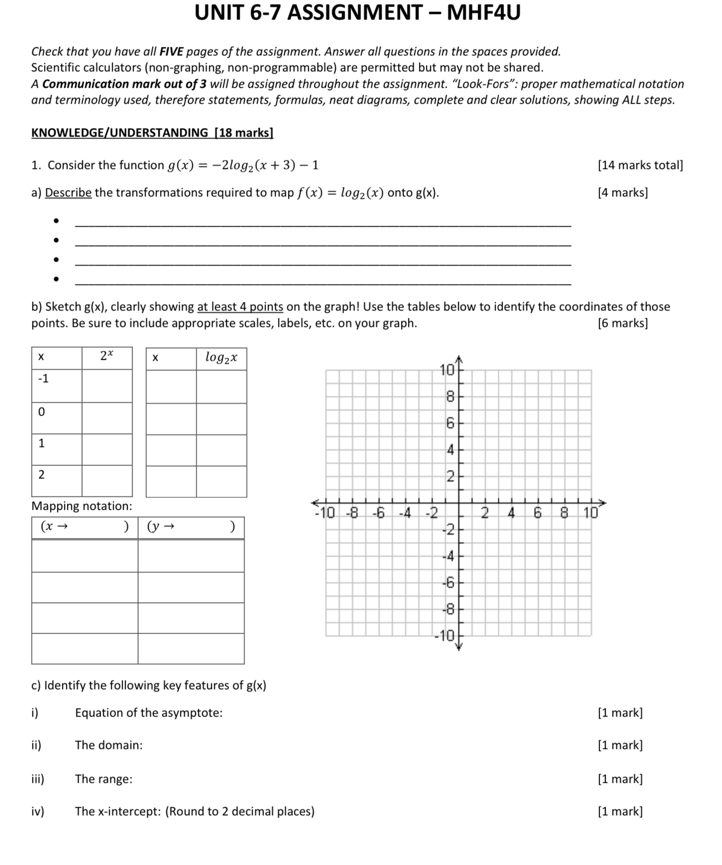 Solved UNIT 67 ﻿ASSIGNMENT ﻿MHF4UCheck that you have all