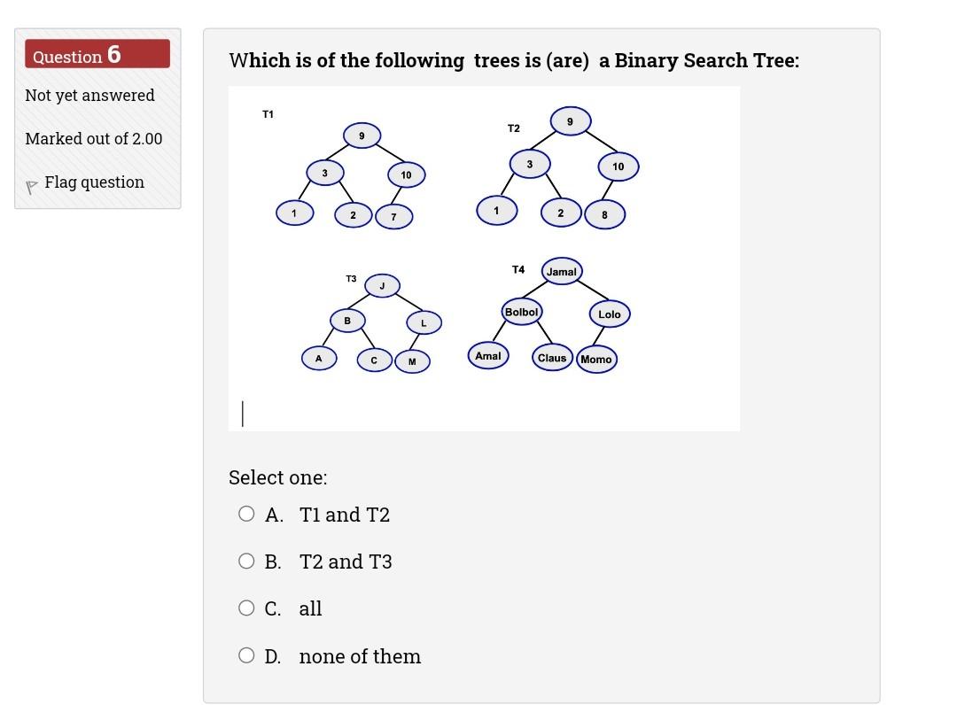 Solved Question 6 Which is of the following trees is (are) a | Chegg.com