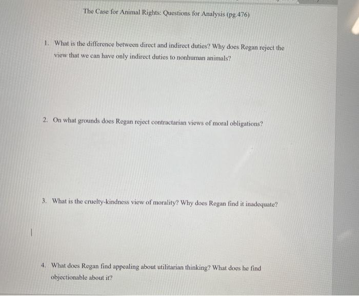 Solved The Case for Animal Rights Questions for Analysis
