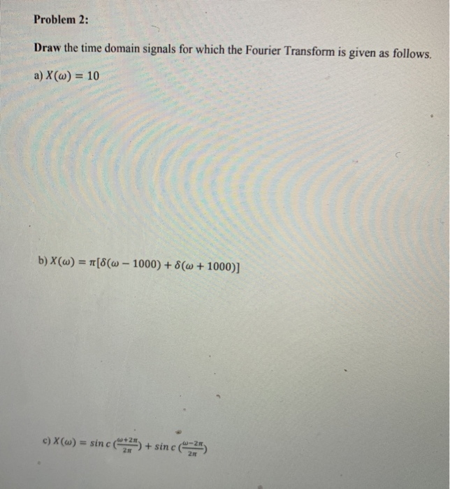 Solved Problem 2: Draw the time domain signals for which the | Chegg.com