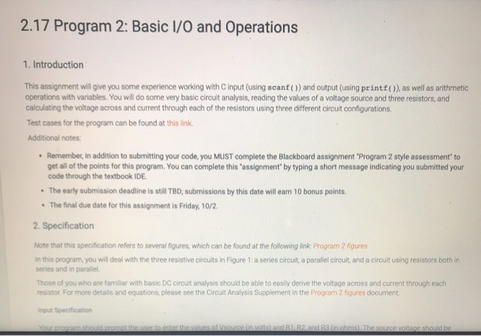 Solved 2.17 Program 2: Basic 1/0 and Operations 1. | Chegg.com