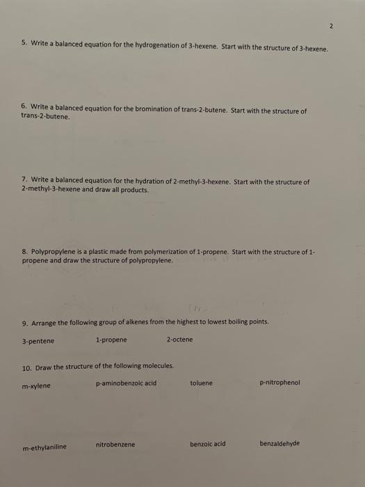 Solved 1. Name each of the alkenes and alkynes using the | Chegg.com