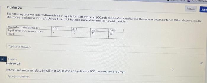 Solved The following data was collected to establish an | Chegg.com