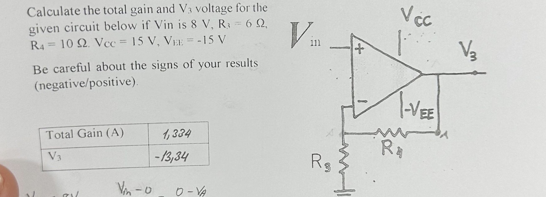 Solved Calculate the total gain and V3 ﻿voltage for thegiven | Chegg.com