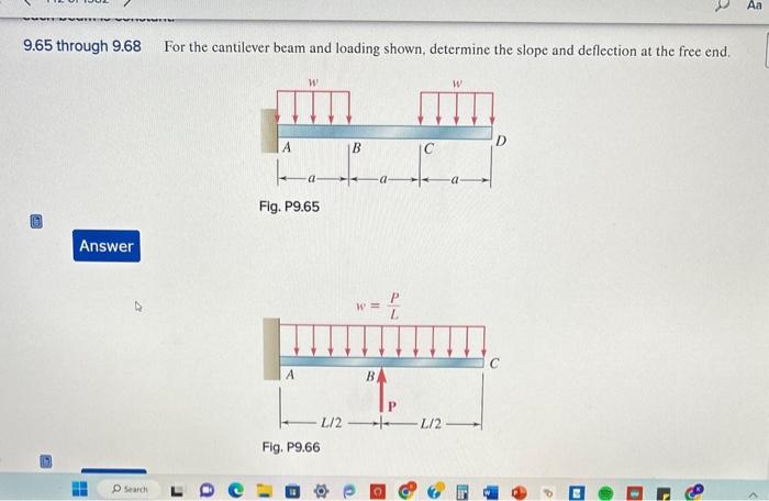 Solved For the cantilever beam and loading shown, determine | Chegg.com