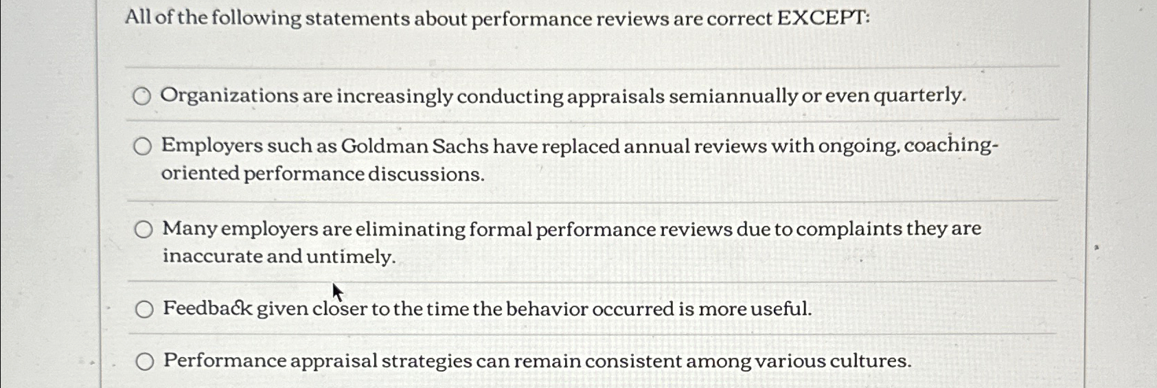 Solved All of the following statements about performance | Chegg.com