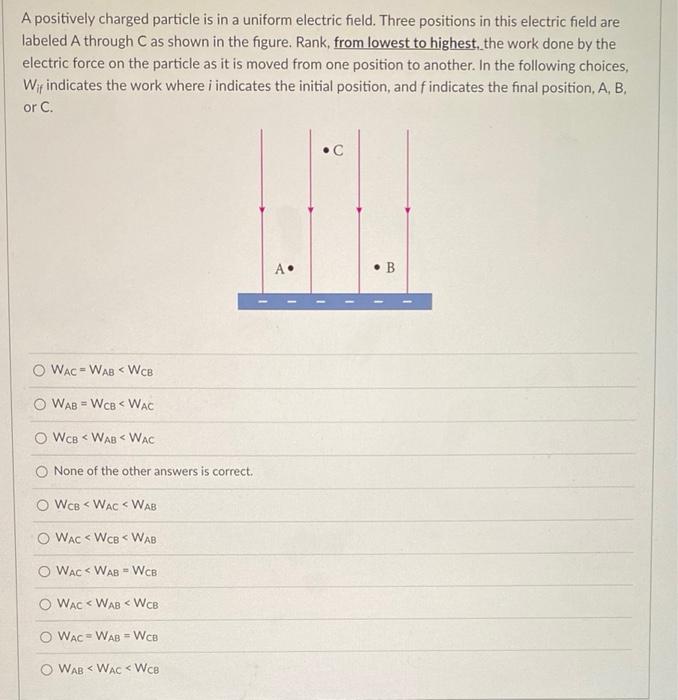 Solved A positively charged particle is in a uniform | Chegg.com