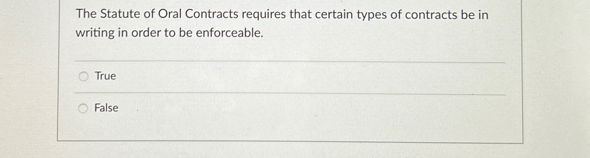 Solved The Statute of Oral Contracts requires that certain