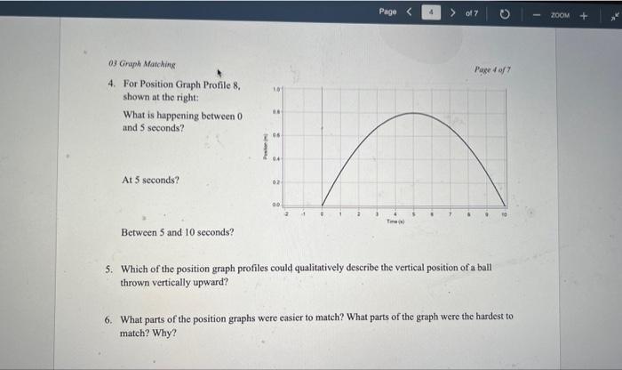 Solved 3. For Position Graph Profile 7. shown at the right: | Chegg.com