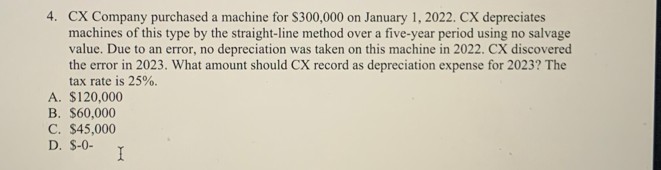 Solved CX Company purchased a machine for $300,000 ﻿on | Chegg.com