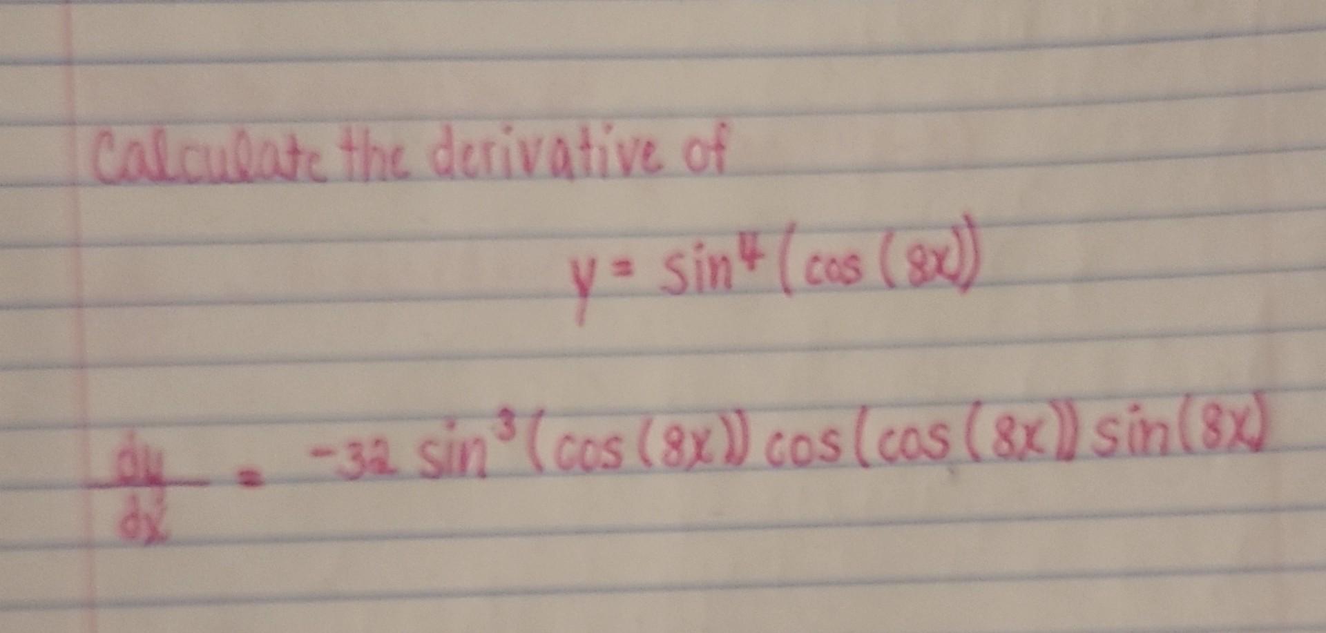 Solved Ysin4cos8xdxdy−32sin3cos8xcoscos8xsin8 2041