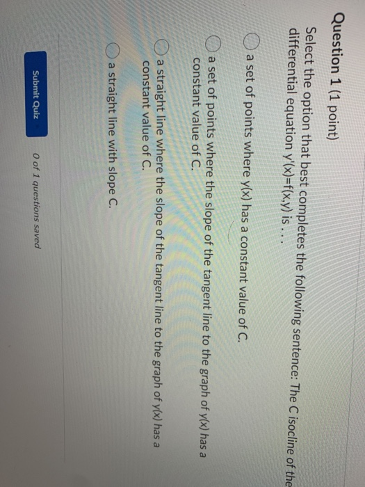 Solved Question 1 (1 point) Select the option that best | Chegg.com