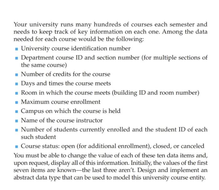 Solved Your university runs many hundreds of courses each | Chegg.com