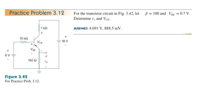 Solved Practice Problem 3.12 For The Transistor Circuit In | Chegg.com