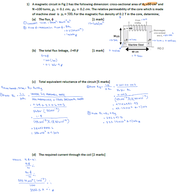 Solved A magnetic circuit in Fig 2 ﻿has the following | Chegg.com
