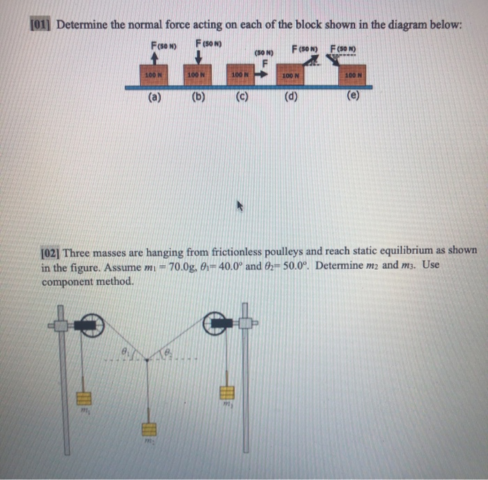 Solved [01] Determine the normal force acting on each of the | Chegg.com
