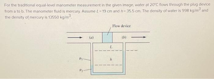 Solved For the traditional equal-level manometer measurement | Chegg.com