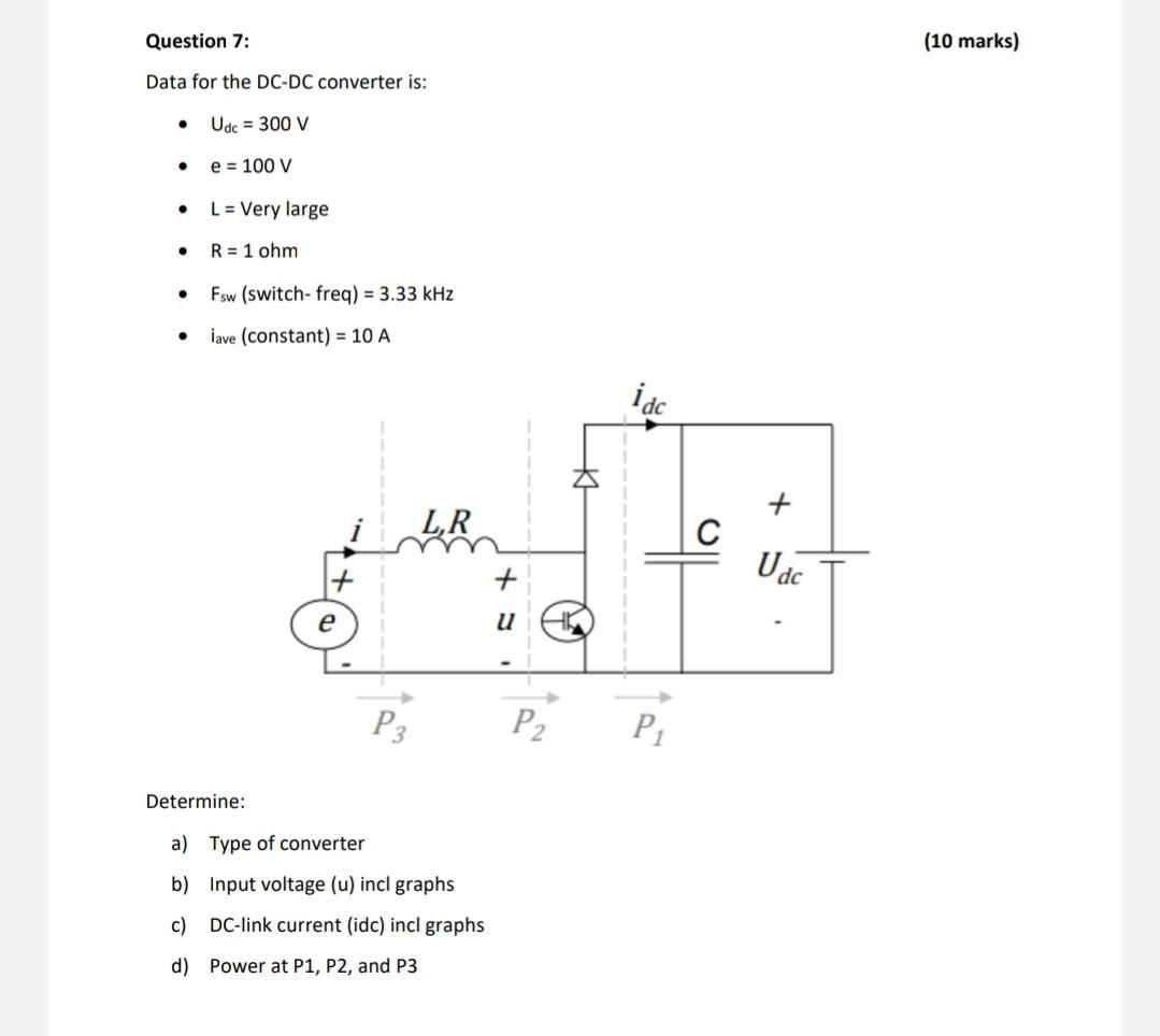 Question 7: Data for the DC-DC converter is: - | Chegg.com