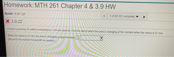 Solved Homework: MTH 261 Chapter 4 & 3.9 HW Score: 0 of 1 pt | Chegg.com