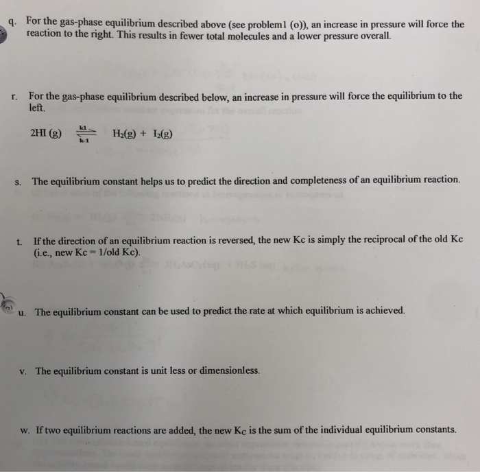 Solved 3 Q For The Gas Phase Equilibrium Described Above Chegg Com