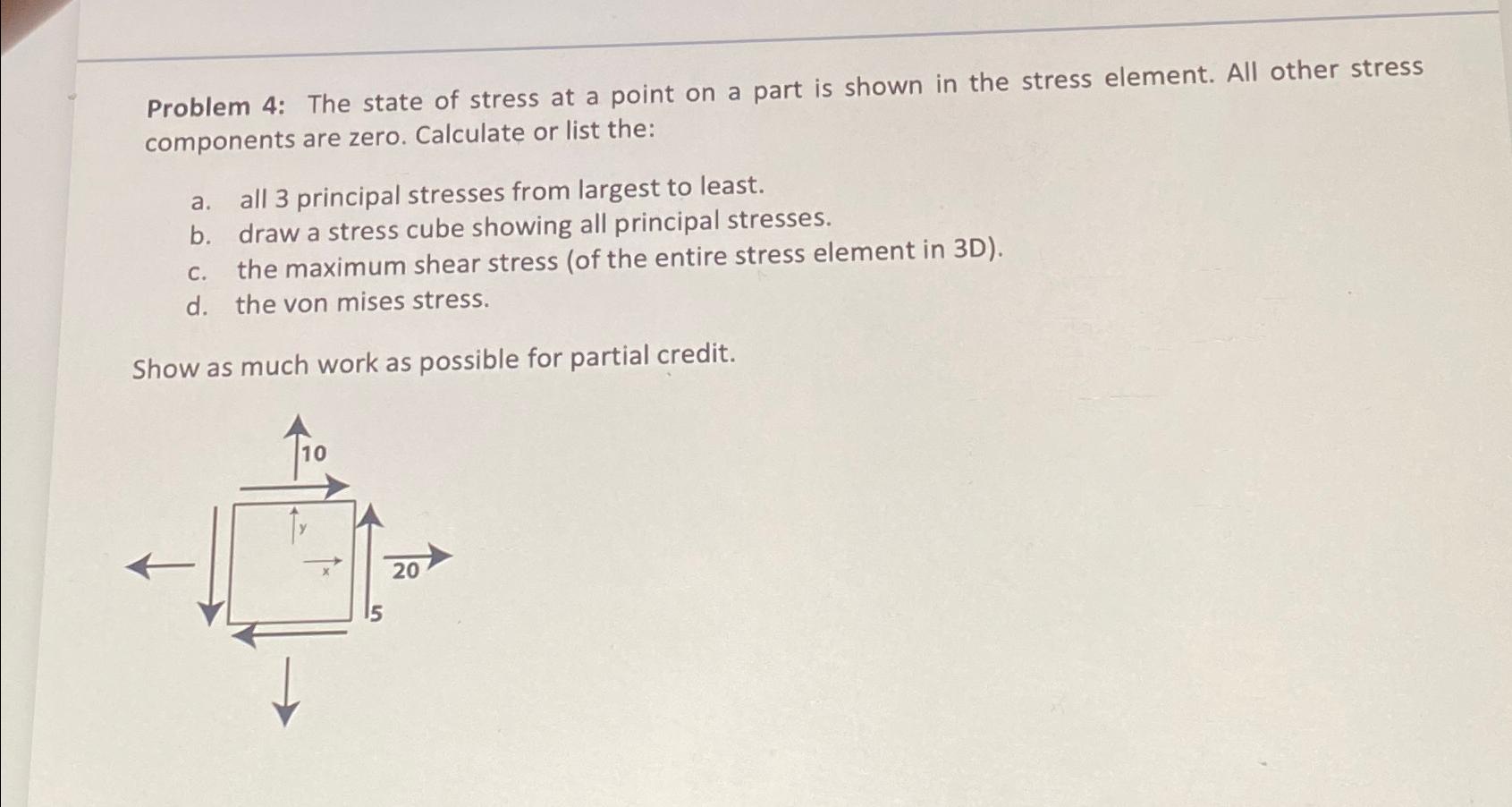 Solved Problem 4: The state of stress at a point on a part | Chegg.com