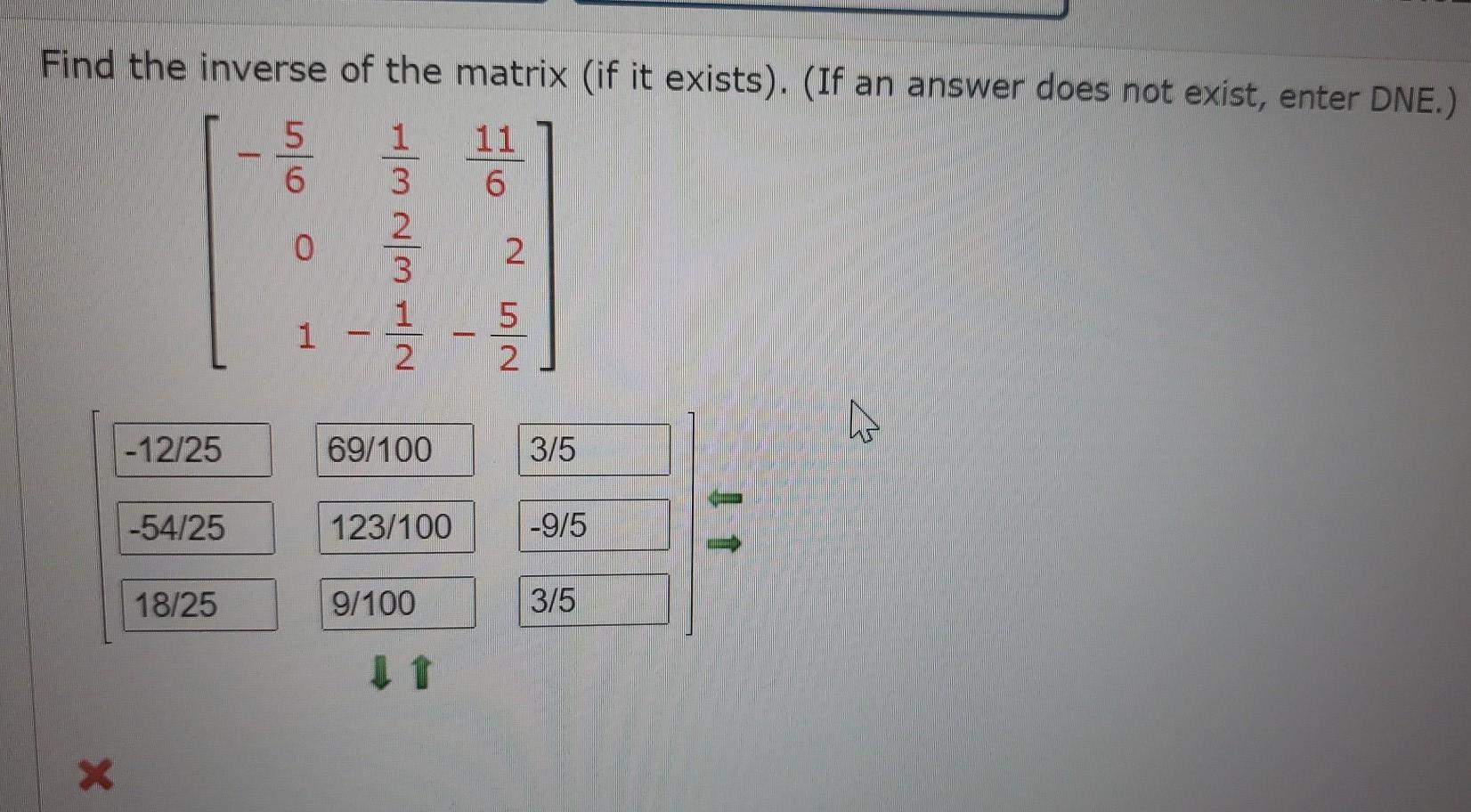 Solved Find the inverse of the matrix (if it exists). (If an | Chegg.com