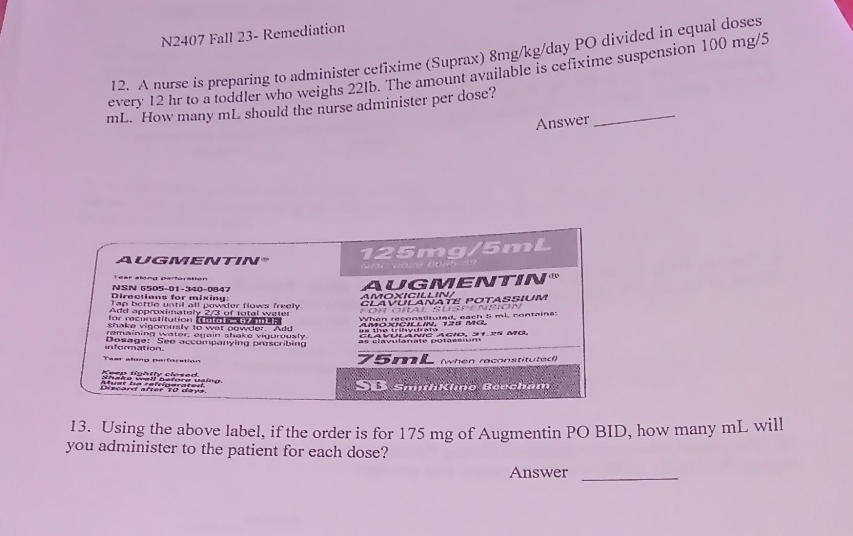 Solved N2407 Fall 23-Remediation 12. A Nurse Is Preparing To | Chegg.com