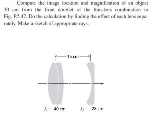 Solved Compute the image location and magnification of an | Chegg.com