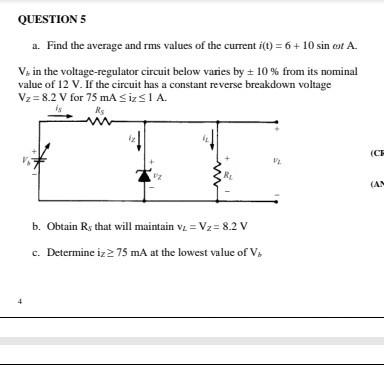 Solved QUESTION 5 a. Find the average and rms values of the | Chegg.com
