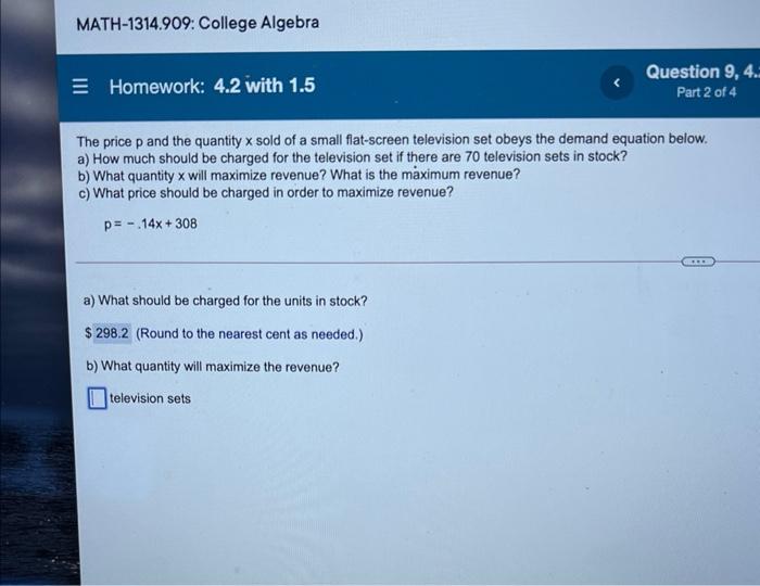 Solved MATH-1314.909: College Algebra 3 Homework: 4.2 with | Chegg.com