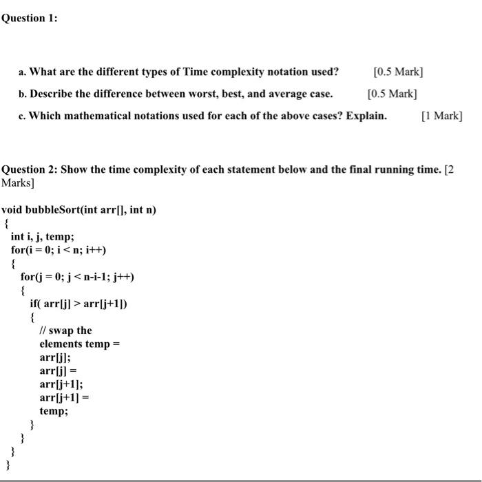 Solved a. What are the different types of Time complexity