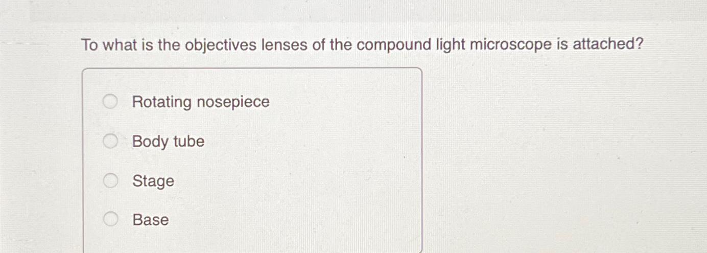 Solved To what is the objectives lenses of the compound | Chegg.com